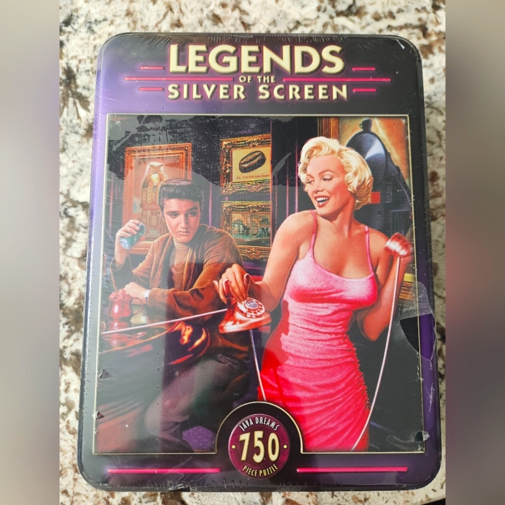 Legends of the Silver Screen 750  Puzzle Elvis Presley Marilyn Monroe Sealed Tin